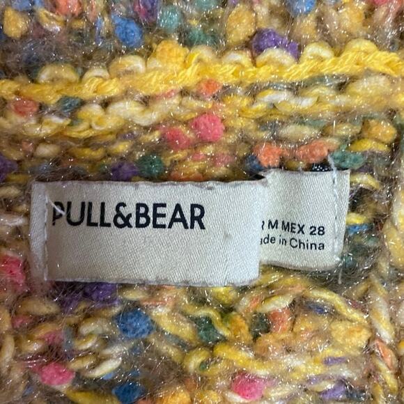 Pull&Bear Yellow Multicolor Crew Neck Long Sleeve Pullover Sweater Top Size M - Picture 3 of 3